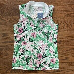 Tommy Bahama UPF Shirt Womens Sleeveless Green Floral‎ Golf Pickleball Tennis